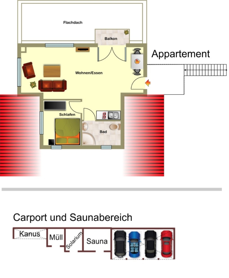 Appartment und Carportanlage